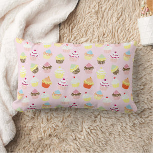 CUPCAKES PINK PATTERN LUMBAR PILLOW