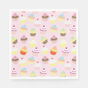 CUPCAKES PINK PATTERN NAPKIN