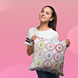 Cupcakes & Polka Dots Decorative Throw Pillow
