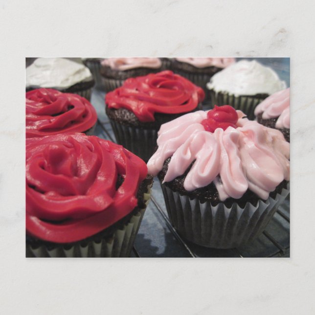 Cupcakes Red and Pink Postcard (Front)