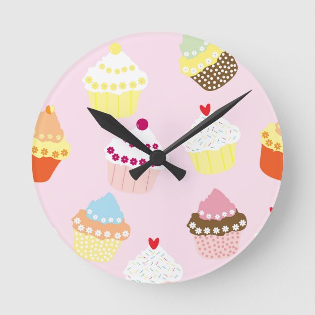 Cupcakes Round Clock (Front)