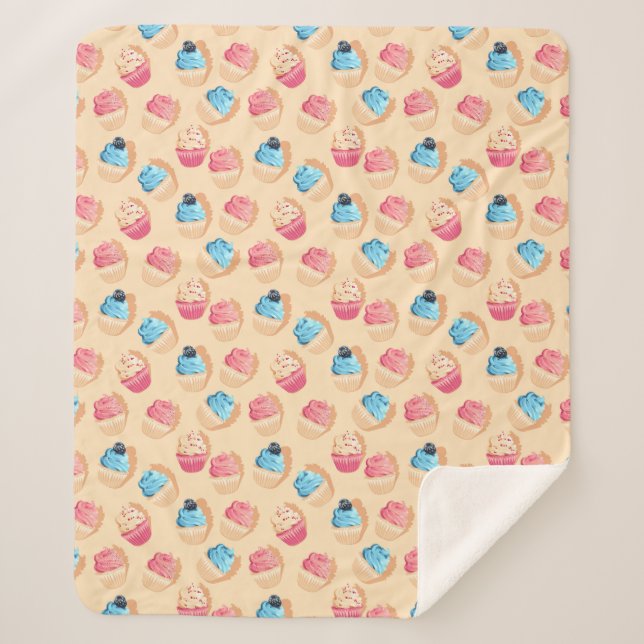 Cupcakes Sherpa Blanket (Front)