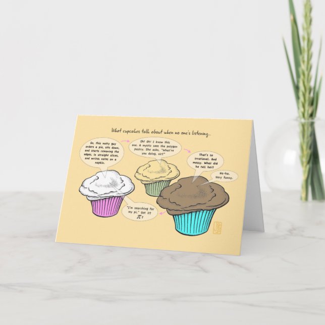 Cupcakes Talk Happy Pi Day Greeting Card (Front)