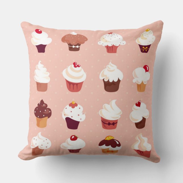 Cupcakes Throw Pillow (Front)