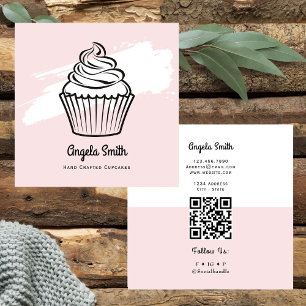 Cupcakes Trendy Website Pink  Square Business Card