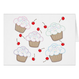 Cupcakes with Pastel Sprinkles & Cherries