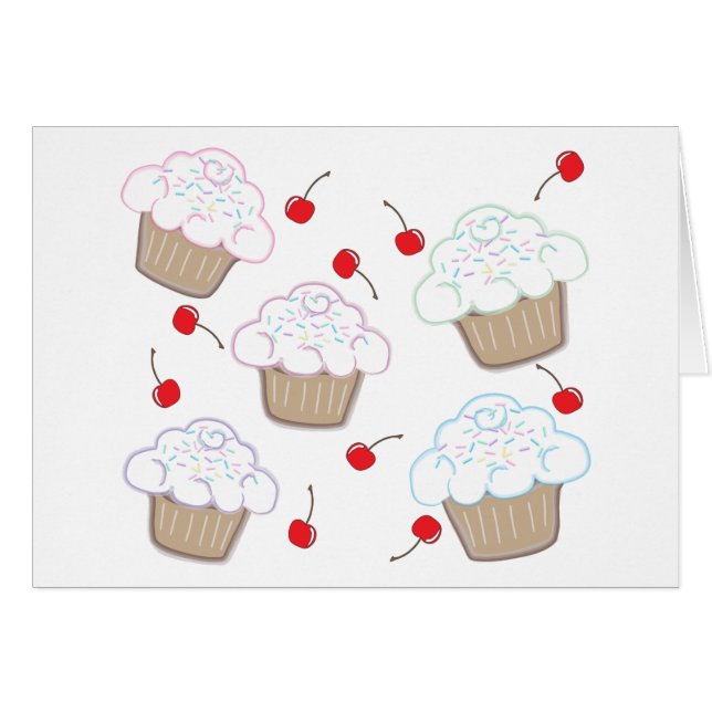 Cupcakes with Pastel Sprinkles & Cherries (Front Horizontal)