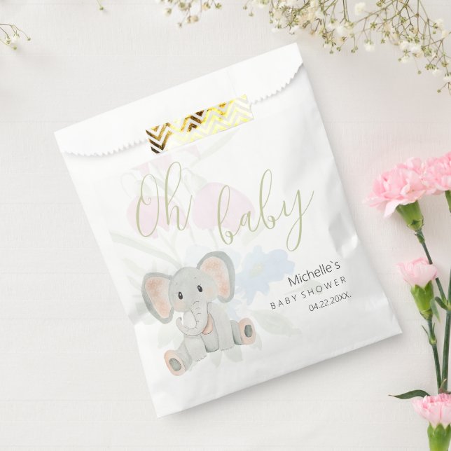 Cupe Spring Elephant Watercolor Illustration Favour Bag (Sealed)