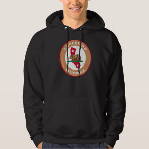 Cupertino California Ca Flag And Bear Badge Souven Hoodie