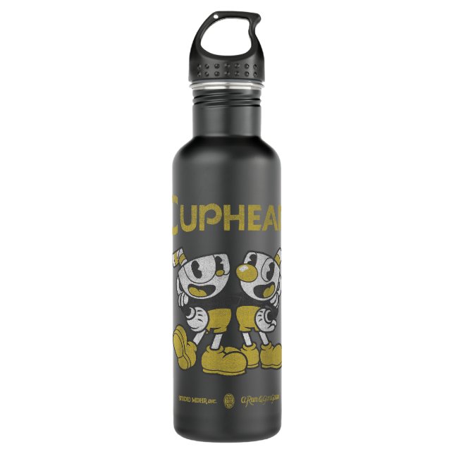 Cuphead And Mugman Best Buds Gold Suits 710 Ml Water Bottle (Front)