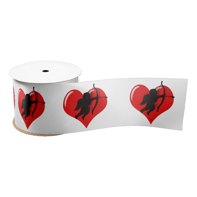Cupid an Heart Valentine's Day  Satin Ribbon (Spool)