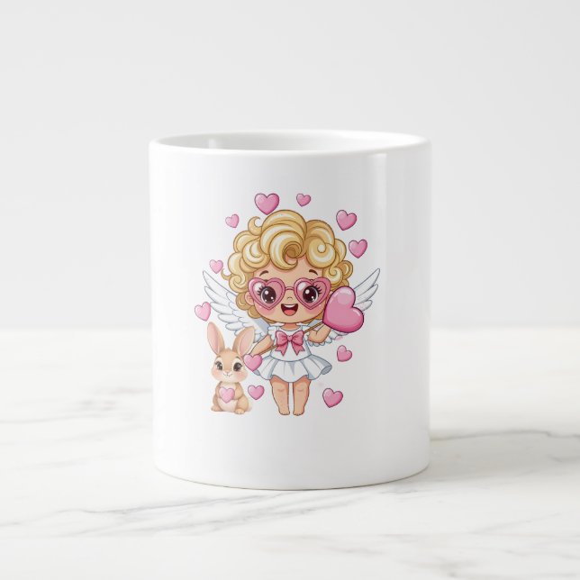 Cupid and Bunny Dance Large Coffee Mug (Front)