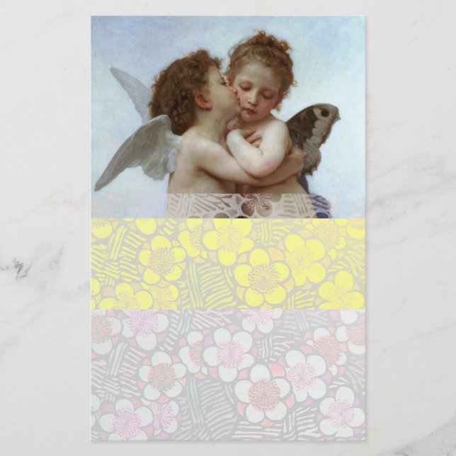 Cupid and Psyche as Children yellow white Stationery (Front)