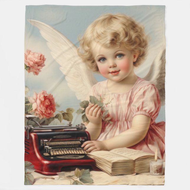 Cupid Angel write a love letter Fleece Blanket (Front)