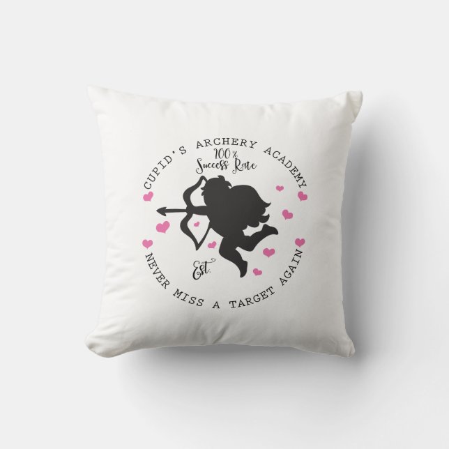 Cupid' Archery Academy - Cupid Valentine's  Throw Pillow (Front)