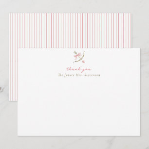 Cupid Arrow Bow & Heart Bridal Shower Thank You Card