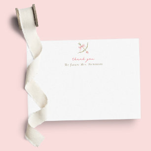 Cupid Arrow Bow & Heart Bridal Shower Thank You Card