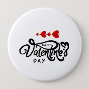 Cupid Arrow Red Hearts Happy Valentine's Day Text 4 Inch Round Button