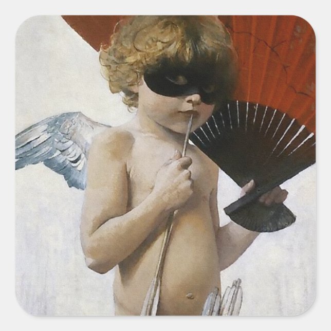 Cupid at the Masked Ball Square Sticker (Front)