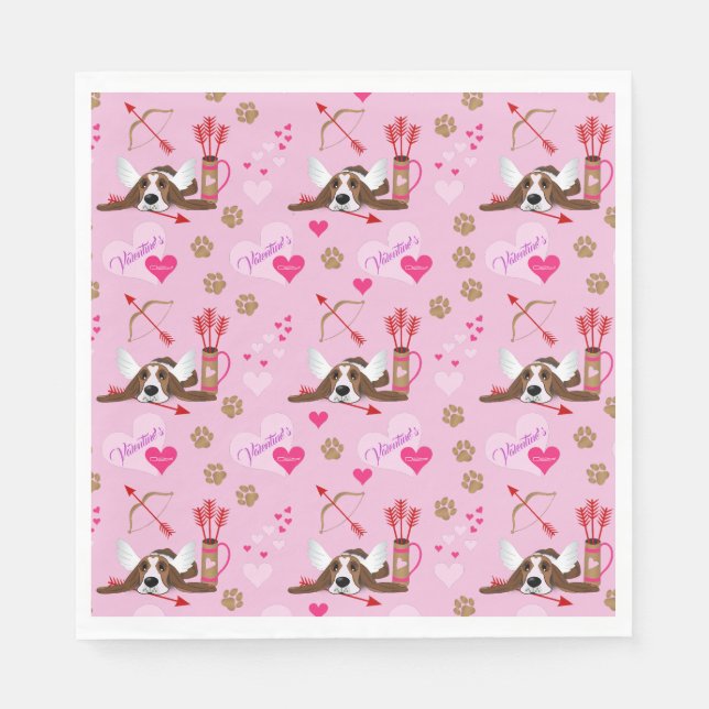 Cupid Basset Hound Napkin (Front)