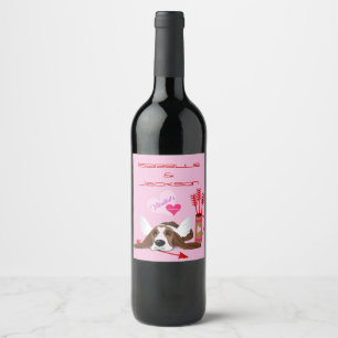 Cupid Basset Hound Wine Label