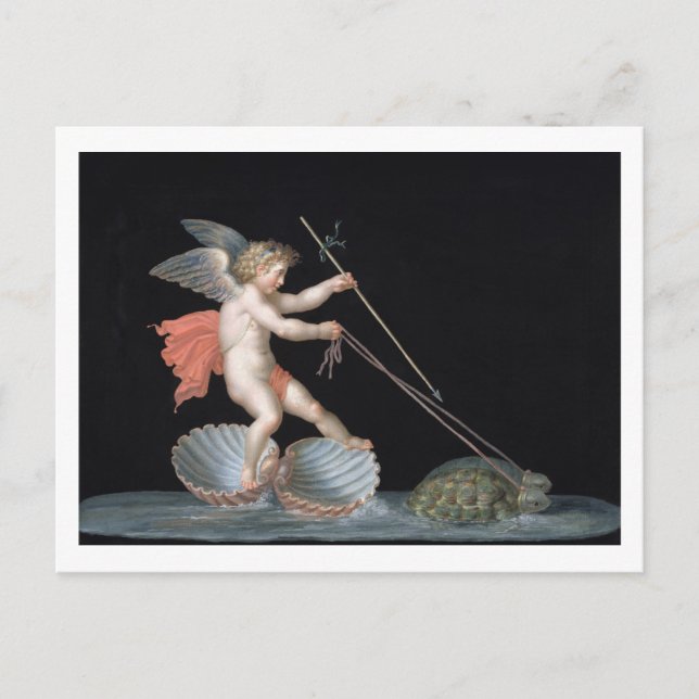 Cupid being led by Tortoises (oil on panel) Postcard (Front)