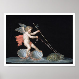 Cupid being led by Tortoises (oil on panel) Poster
