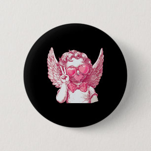 Cupid Blowing Bubbles Heart Sungles Valentines 2 Inch Round Button