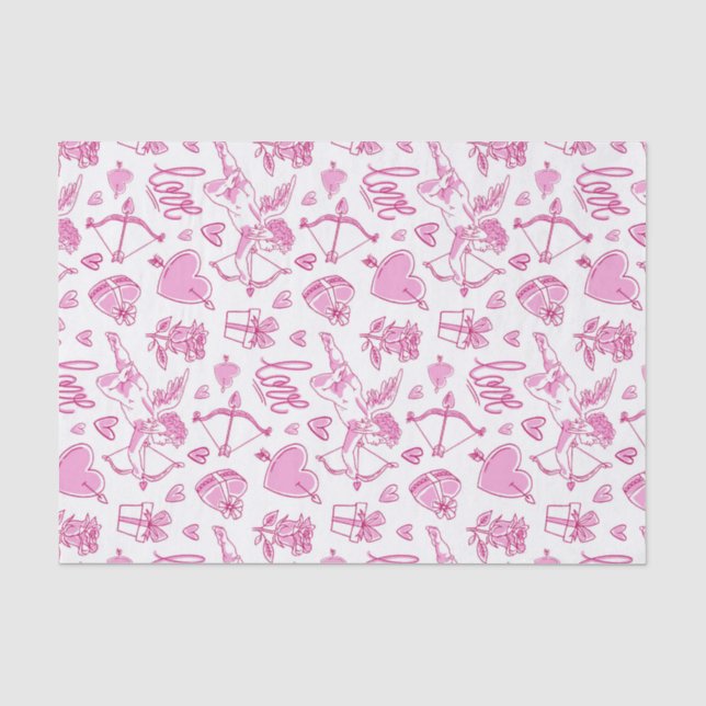 Cupid Bow Arrow Pink Love Pattern Valentine's Day Tissue Paper (Front)