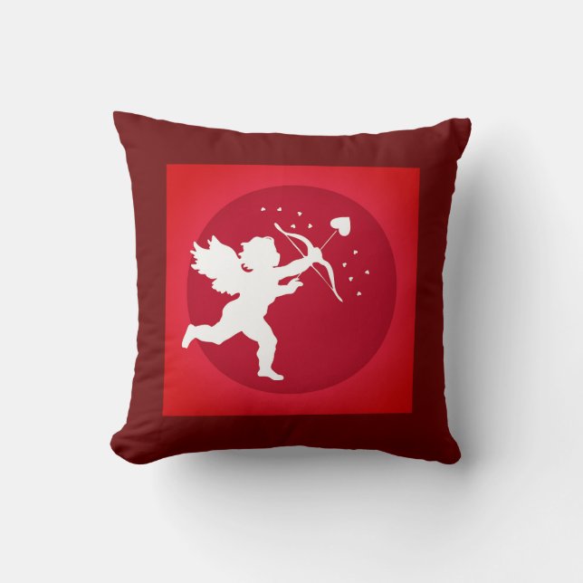 Cupid Bow Love Valentine Red Throw Pillow (Front)