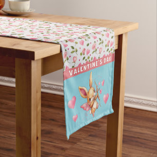 Cupid Bunny Valentines Day Short Table Runner