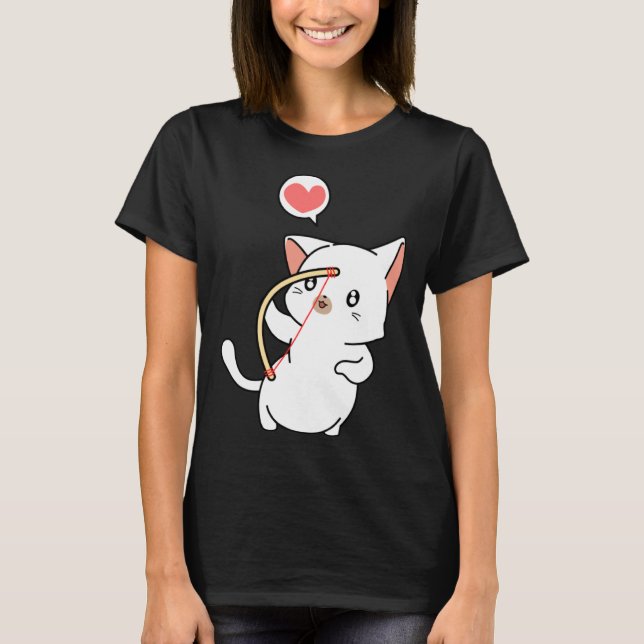 Cupid Cat  Matching Couple Valentines Day Kitten T-Shirt (Front)