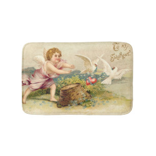 Cupid Cherub Angel Dove Heart Bath Mat