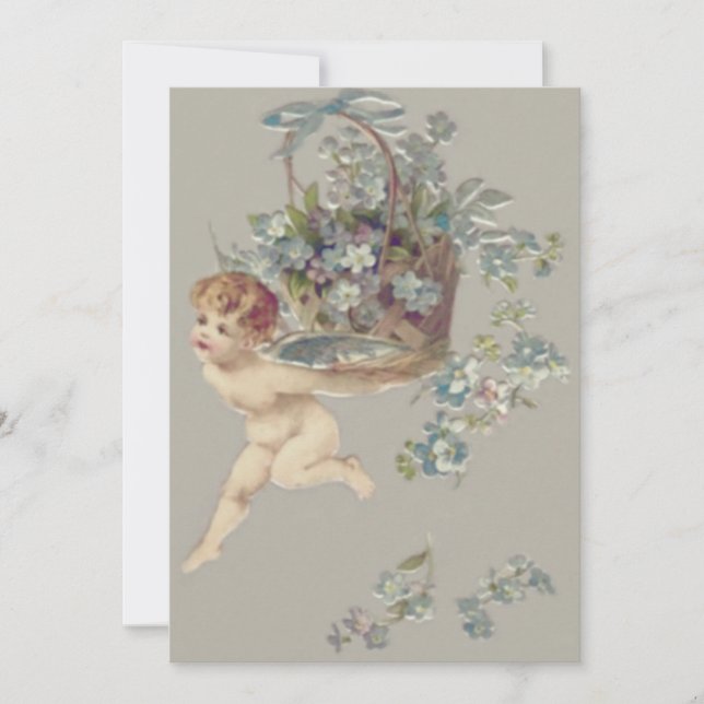 Cupid Cherub Angel Forget-Me-Not Invitation (Front)