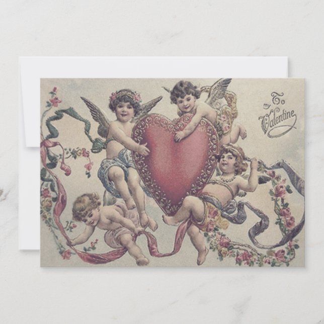 Cupid Cherub Angel Heart Faire-part de mariage (Devant)