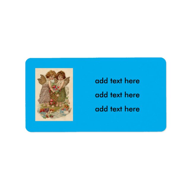 Cupid Cherub Angel Rose Forget-Me-Not Label (Front)