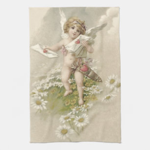 Cupid Cherub Angel Valentine Daisy Kitchen Towel