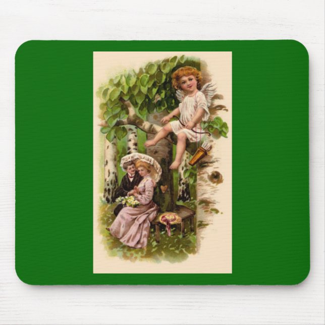Cupid & Couple Vintage Valentine's Mousepad (Front)