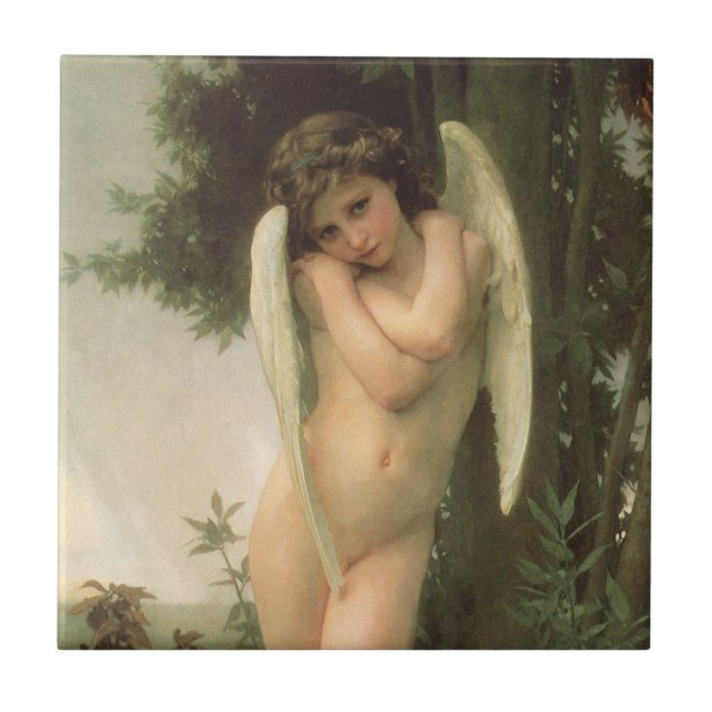 Cupid (Cupidon) Angel Portrait by Bouguereau Tile (Front)