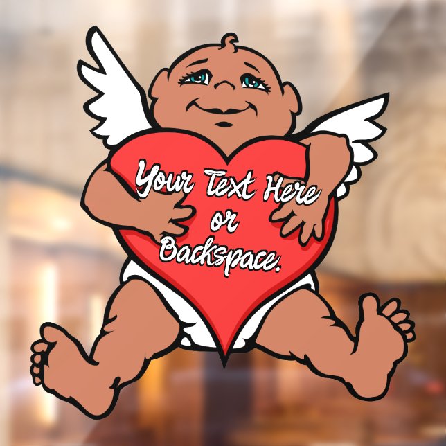 Cupid Decal Personalized Love Hugs Window Cling (Sheet 2)