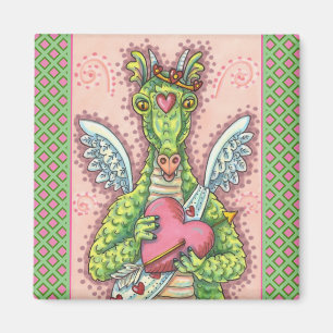 CUPID DRAGON, HEART AND ARROW FANTASY VALENTINE MAGNET