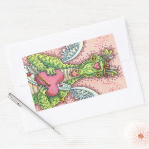 CUPID DRAGON, HEART AND ARROW FANTASY VALENTINE STICKER