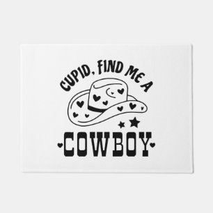 Cupid Find Me A Cowboy Western Doormat