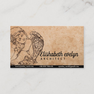 Cupid Hand Painted Black And White Sketch European Business Card