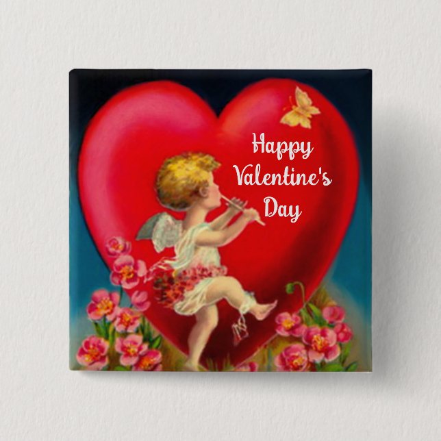 Cupid Happy Valentine's Day Button (Front)