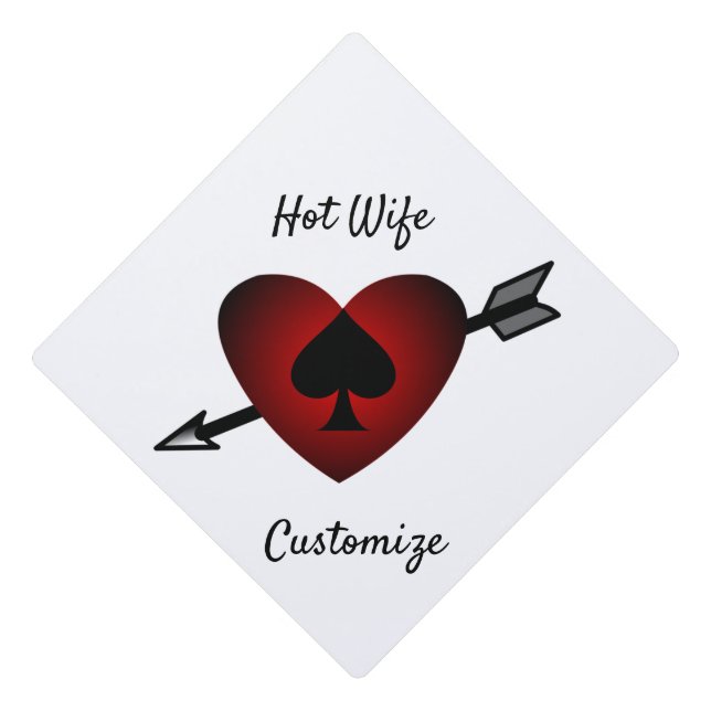 Cupid Heart Black Spade Thunder_Cove Graduation Cap Topper (Front)
