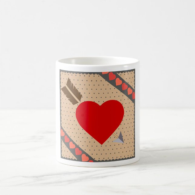 Cupid Heart with Arrow Romantic Valentines Pattern Coffee Mug (Creator Uploaded)