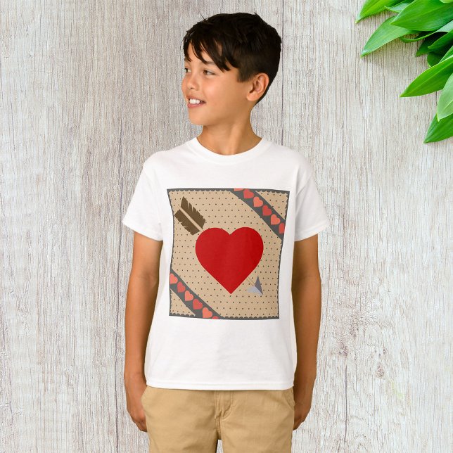 Cupid Heart with Arrow Romantic Valentines Pattern T-Shirt (Creator Uploaded)