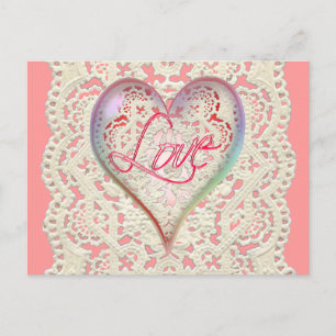 CUPID HEARTS LOVE & LACE by SHARON SHARPE Postcard