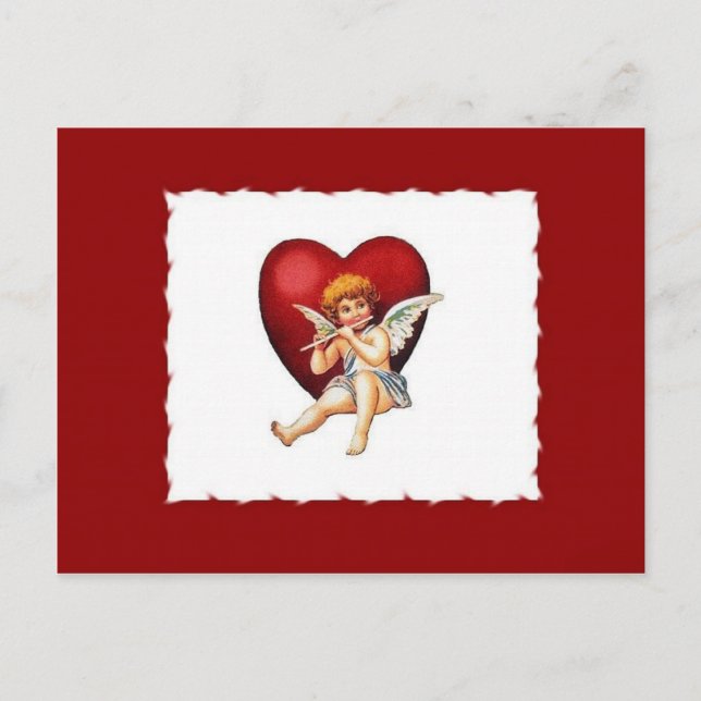 Cupid & His Flute - Valentine Postcard (Front)